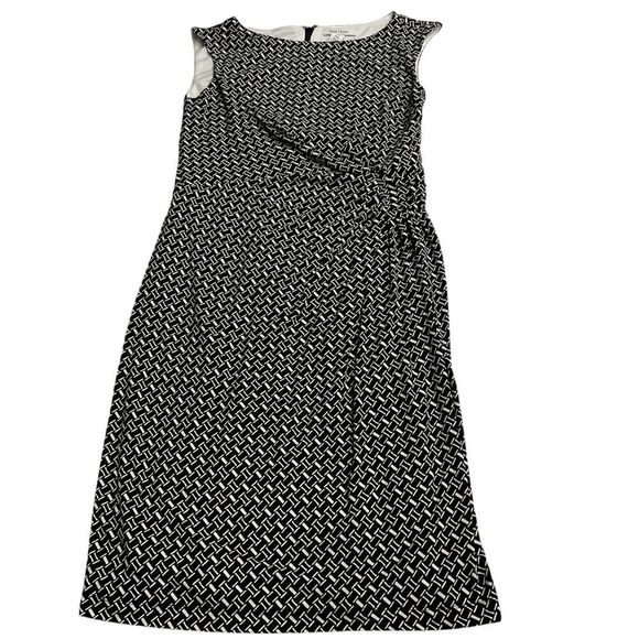 White House Black Market Women's Geometric Shirred Waist Sheath Dress Formal SzL - Picture 6 of 11